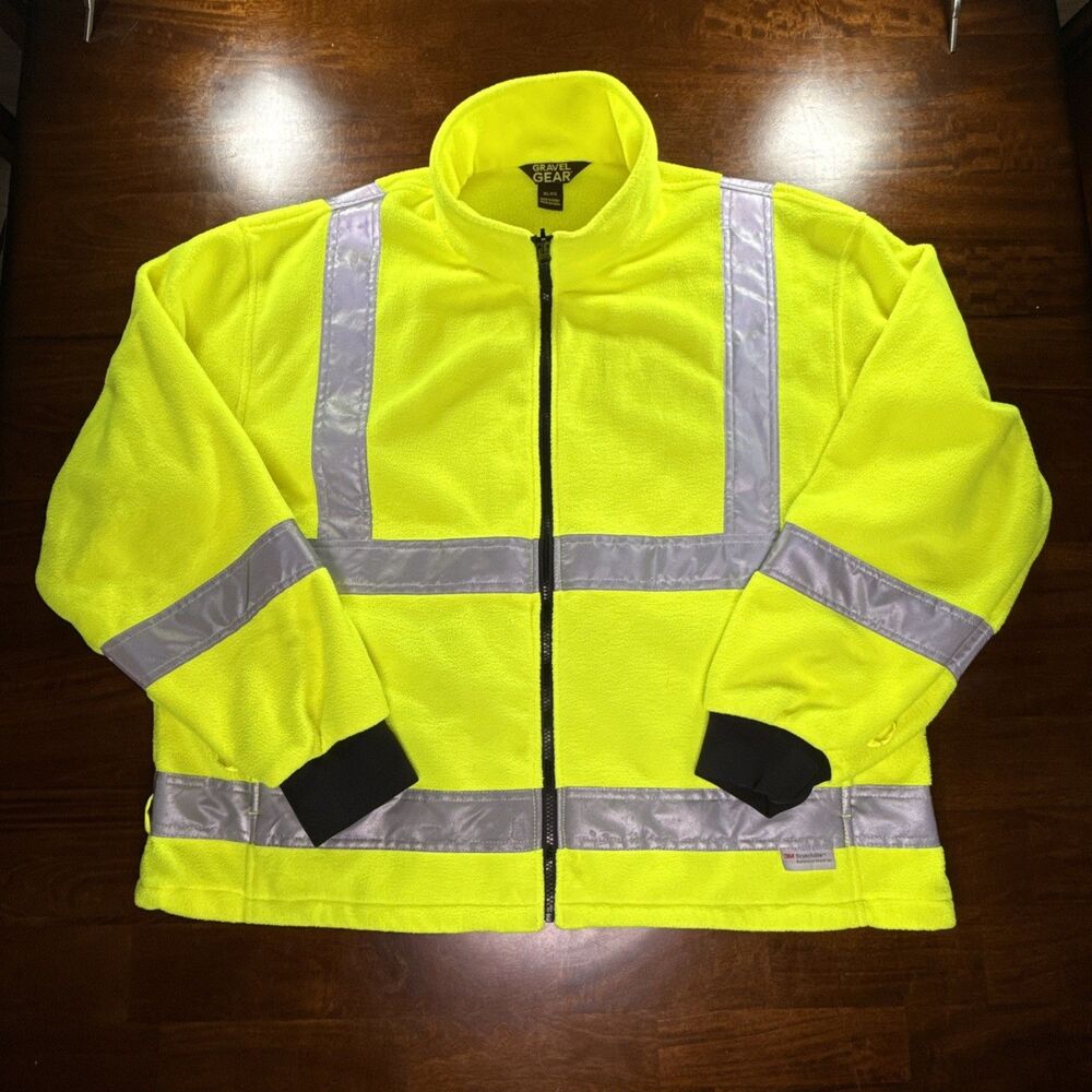Gravel Gear High Visibility Jacket Size XL Mens Yellow Reflective Safety Workwea